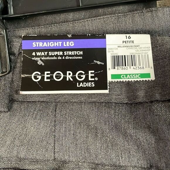 NWT GEORGE Women’s Classic Straight Leg Stretch Millennium Pant Sz 16P Char Gray - Picture 7 of 8